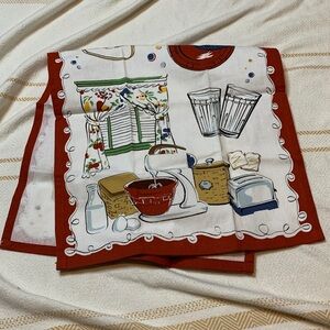 Longaberger Retro Kitchen Hand Towel with Yellow Border